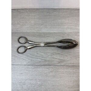 Vintage Serving Spoon Tongs Salad Pasta 10" EP Zinc Alloy Hong Kong